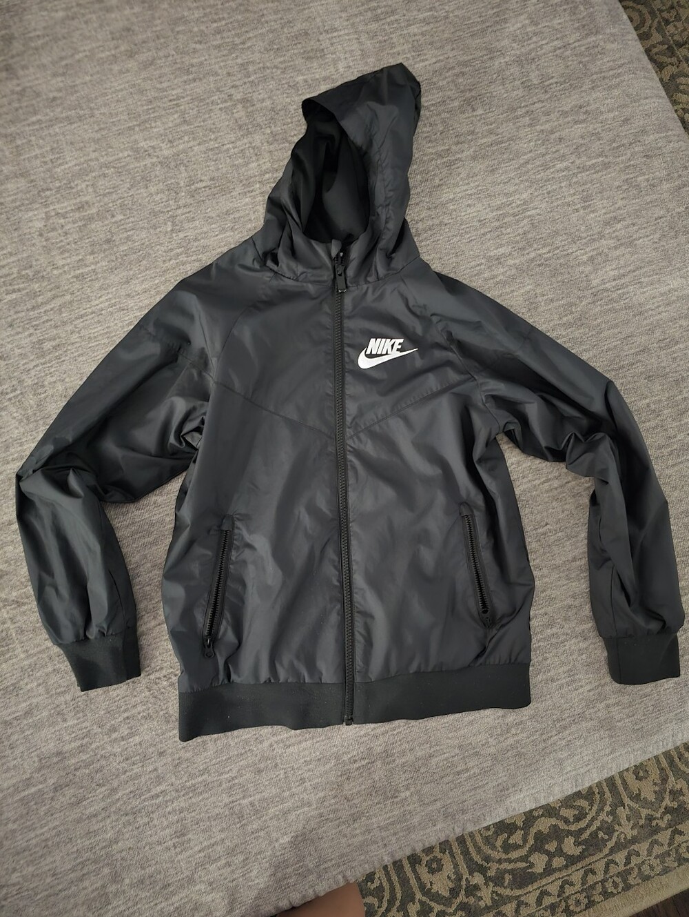Nike Kids' Black Hooded Windbreaker Jacket